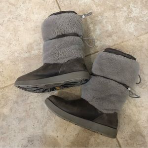 UGG Grey Leather Fur Arctic Grip Vibram Snow WARM Boots Sz 6M